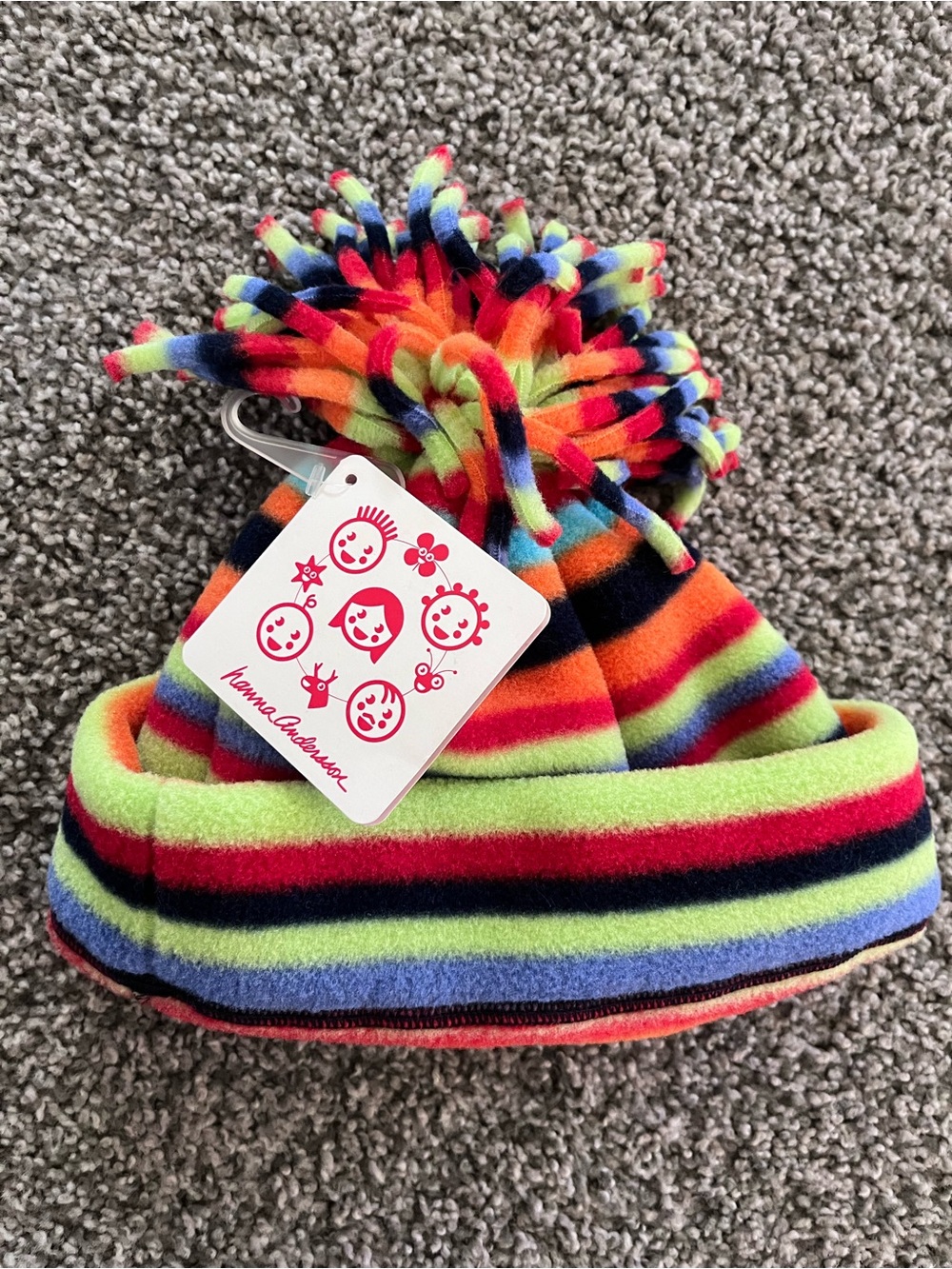 Hanna Andersson Kids Rainbow Striped Pom Pom Beanie - Multicolor